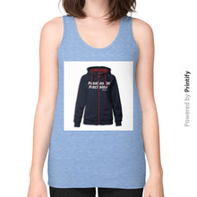 Unisex Fine Jersey Tank (on woman) Tri-Blend Blue printify-dev-2