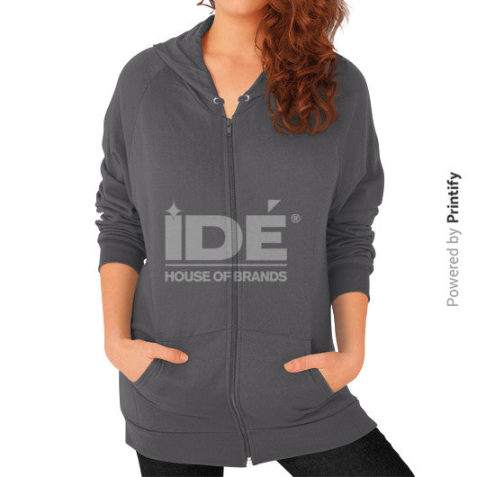 Zip Hoodie (on woman) Asphalt printify-dev-2
