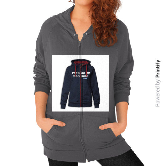 Zip Hoodie (on woman) Asphalt printify-dev-2