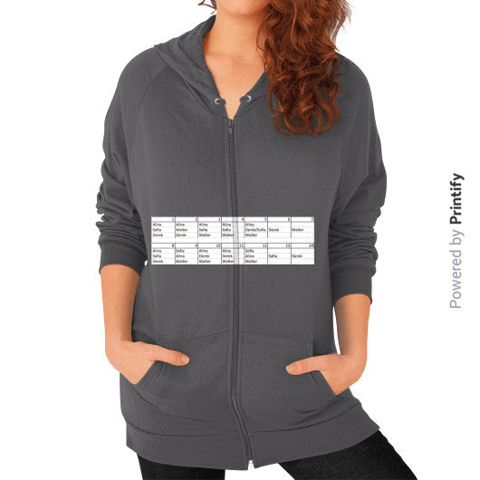 Zip Hoodie (on woman) Asphalt printify-dev-2