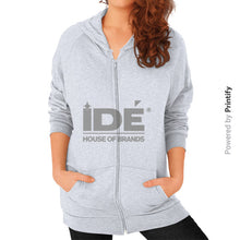 Zip Hoodie (on woman) Heather grey printify-dev-2