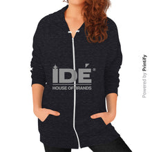Zip Hoodie (on woman) Tri-Blend Black printify-dev-2