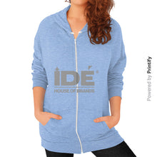 Zip Hoodie (on woman) Tri-Blend Blue printify-dev-2