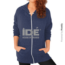 Zip Hoodie (on woman) Tri-Blend Navy printify-dev-2