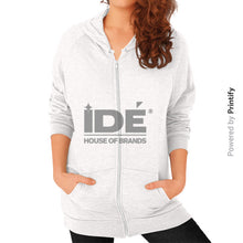 Zip Hoodie (on woman) Tri-Blend Oatmeal printify-dev-2