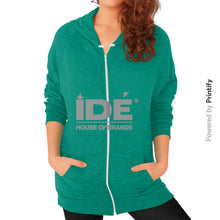 Zip Hoodie (on woman) Tri-Blend Vintage Green printify-dev-2