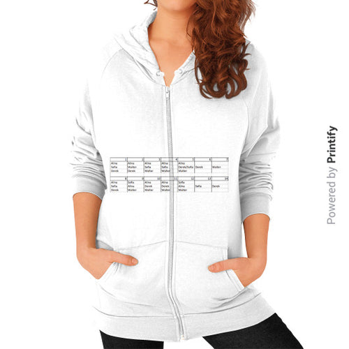 Zip Hoodie (on woman) White printify-dev-2