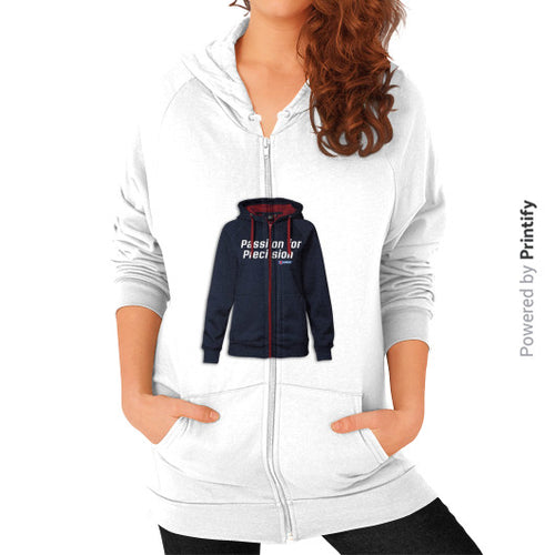 Zip Hoodie (on woman) White printify-dev-2