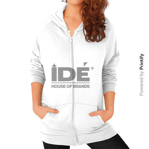 Zip Hoodie (on woman) White printify-dev-2